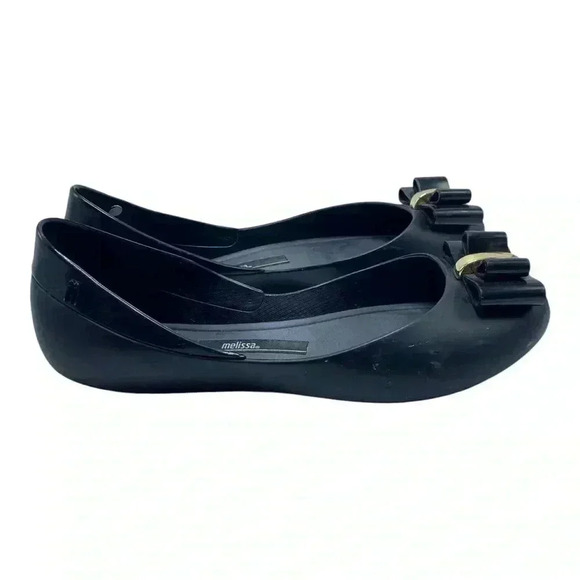 MELISSA Queen black ballet  bow flats size 6 - Picture 2 of 7